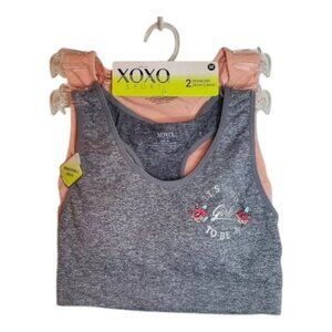 NWT XOXO Seamless Sports Bras SZ Medium 2 Pack Peach & Grey Removable Pads Racer